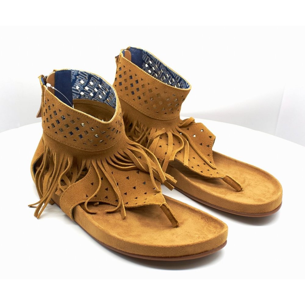 size 10 (11 ?) NWT Dingo HEAT WAVE Women's Zip-up Suede Sandal CAMEL RUNS BIG!